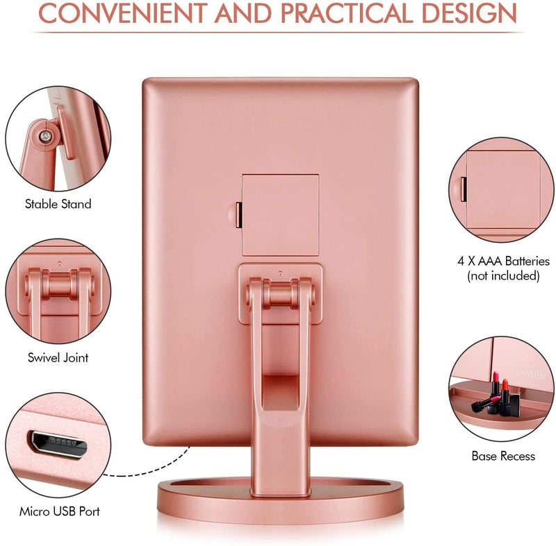Infitrans Trifold Makeup Mirror Vanity Mirror with Lights,1X 2X 3X Magnification,Touch Control,Adjustable Rotation,Dual Power Supply,Portable Travel Cosmetic Mirror,Birthday Gifts for Women,Teengirls - Image 4
